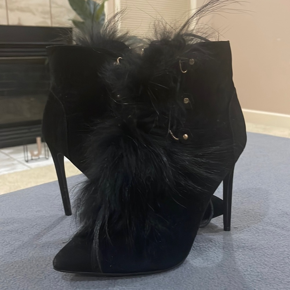 Sexy Black Bootie with Fur size 9 never worn from Miss Lola